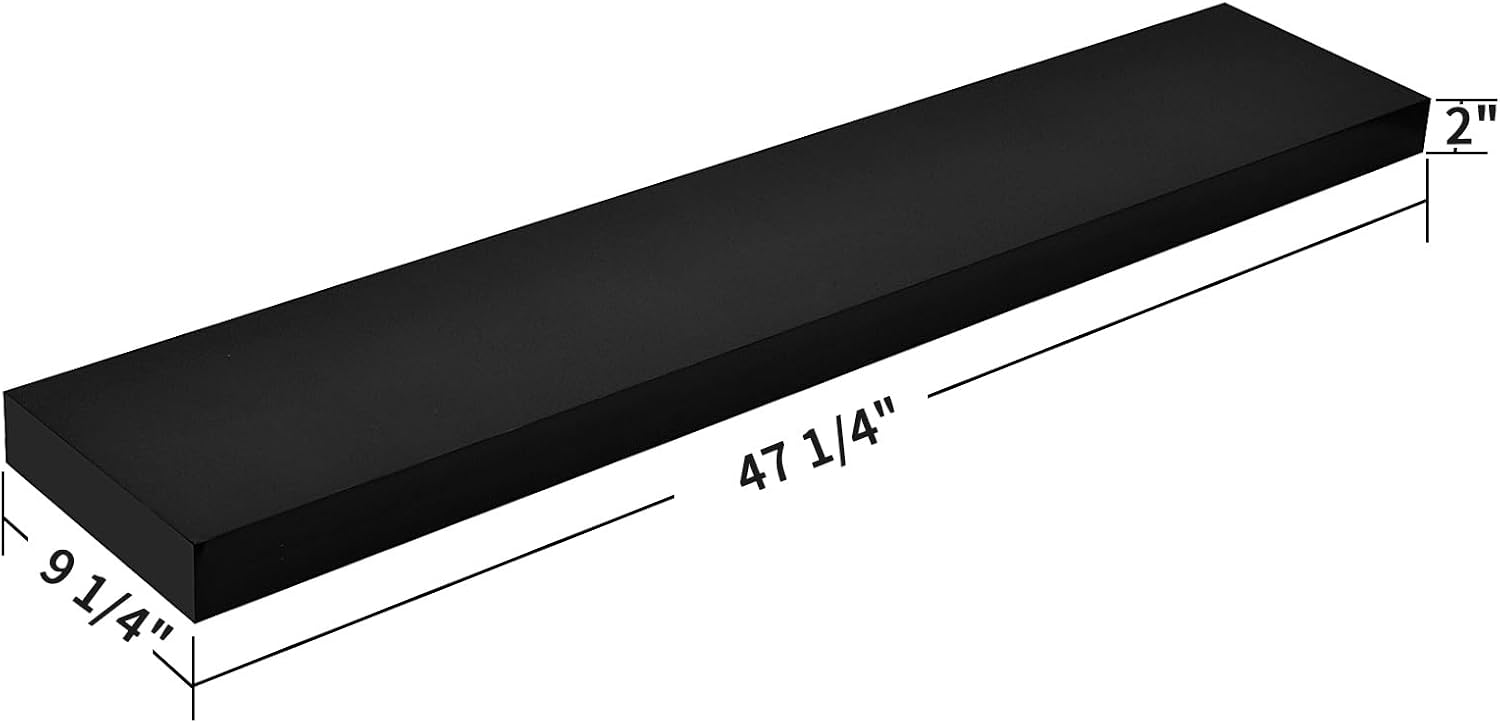 48 Inch Black Mission Floating Shelves for Wall, Bathroom Wall Mount Shelves, Wood Modern Display Shelves, Book Shelves,For Bedroom,Living Room and Kitchen