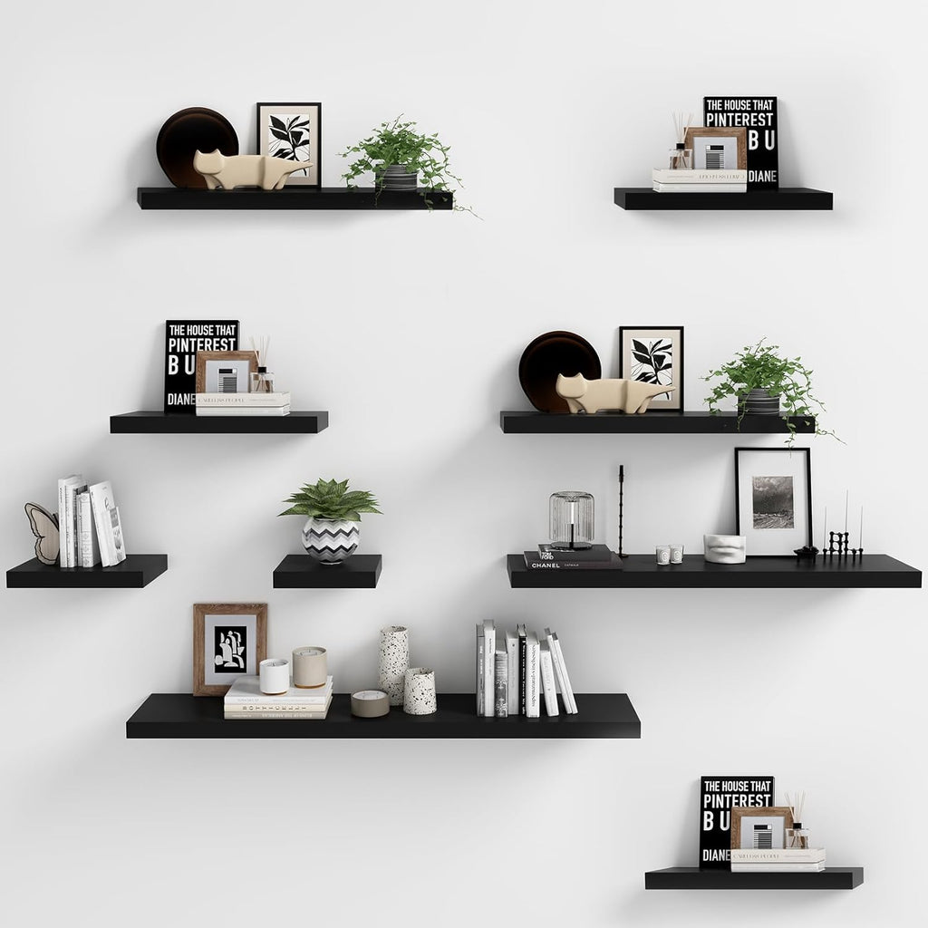 48 Inch Black Mission Floating Shelves for Wall, Bathroom Wall Mount Shelves, Wood Modern Display Shelves, Book Shelves,For Bedroom,Living Room and Kitchen