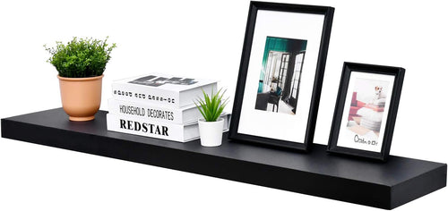 48 Inch Black Mission Floating Shelves for Wall, Bathroom Wall Mount Shelves, Wood Modern Display Shelves, Book Shelves,For Bedroom,Living Room and Kitchen