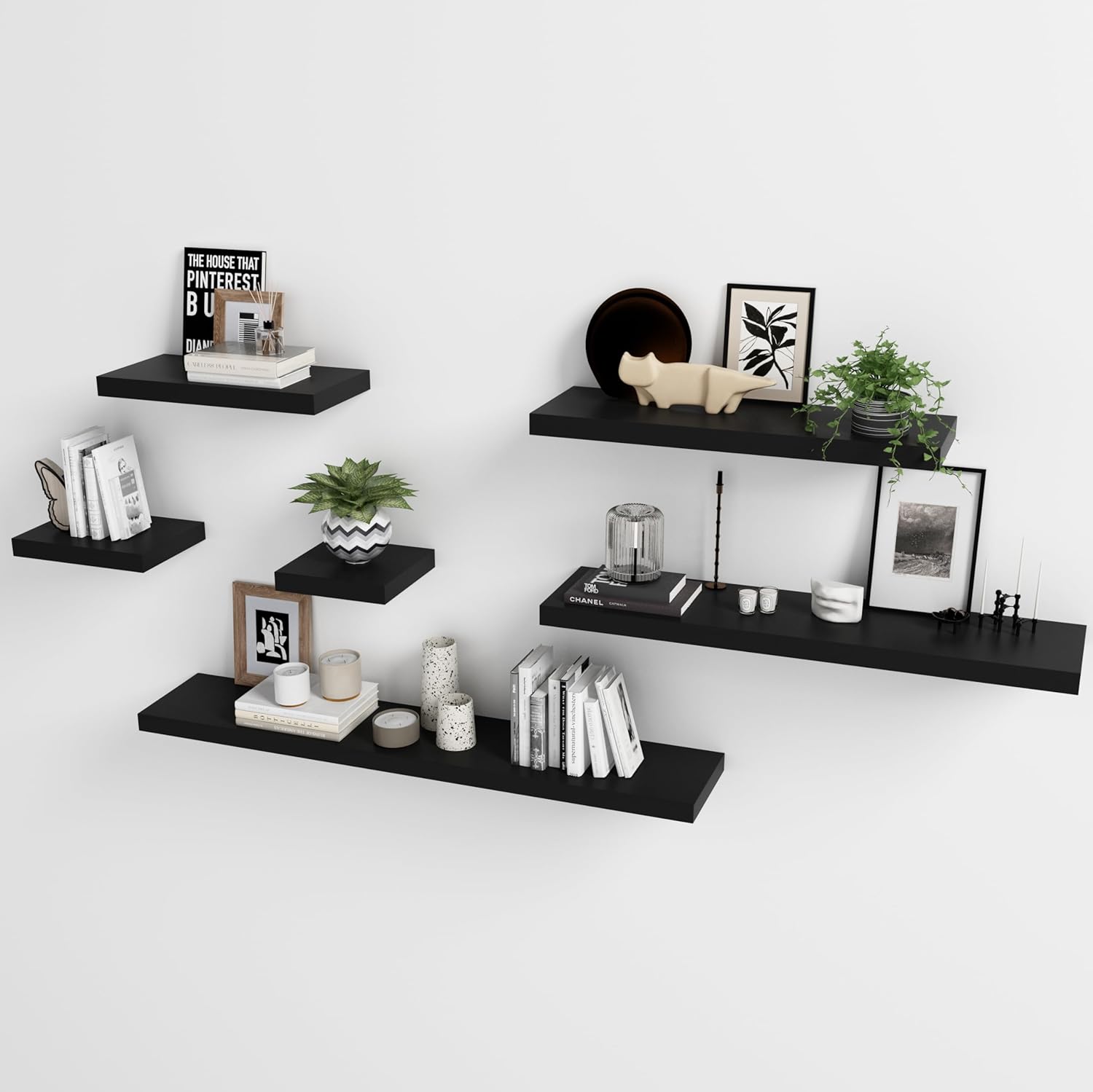 48 Inch Black Mission Floating Shelves for Wall, Bathroom Wall Mount Shelves, Wood Modern Display Shelves, Book Shelves,For Bedroom,Living Room and Kitchen