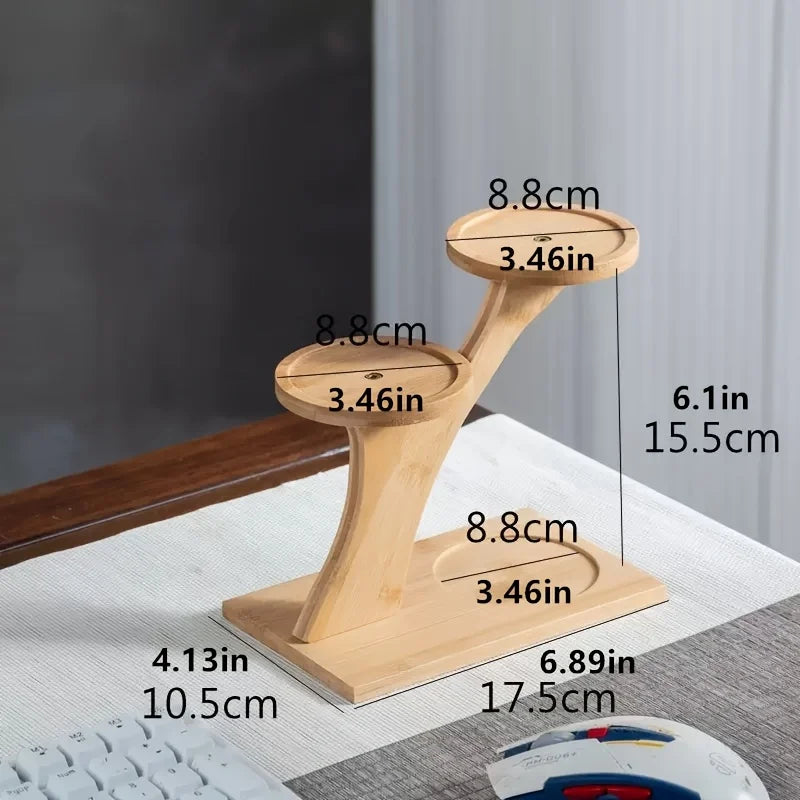 1PC Bamboo Plant Stand ,3 Tiers Indoor Succulent Windowsill Shelf - Small Tabletop Plant Holder for Home, Office, Living Room, Bedroom Decoration 1Pc